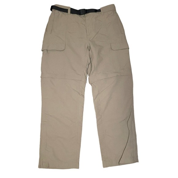 The North Face Belted Convertible Hiking Pants Men’s Large 35x 30.5 Khaki Nylon - Picture 1 of 10